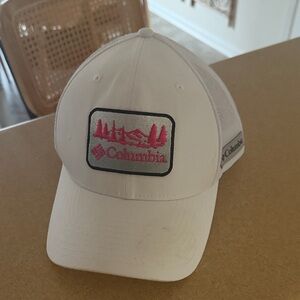 Columbia White Cap with Pink Logo